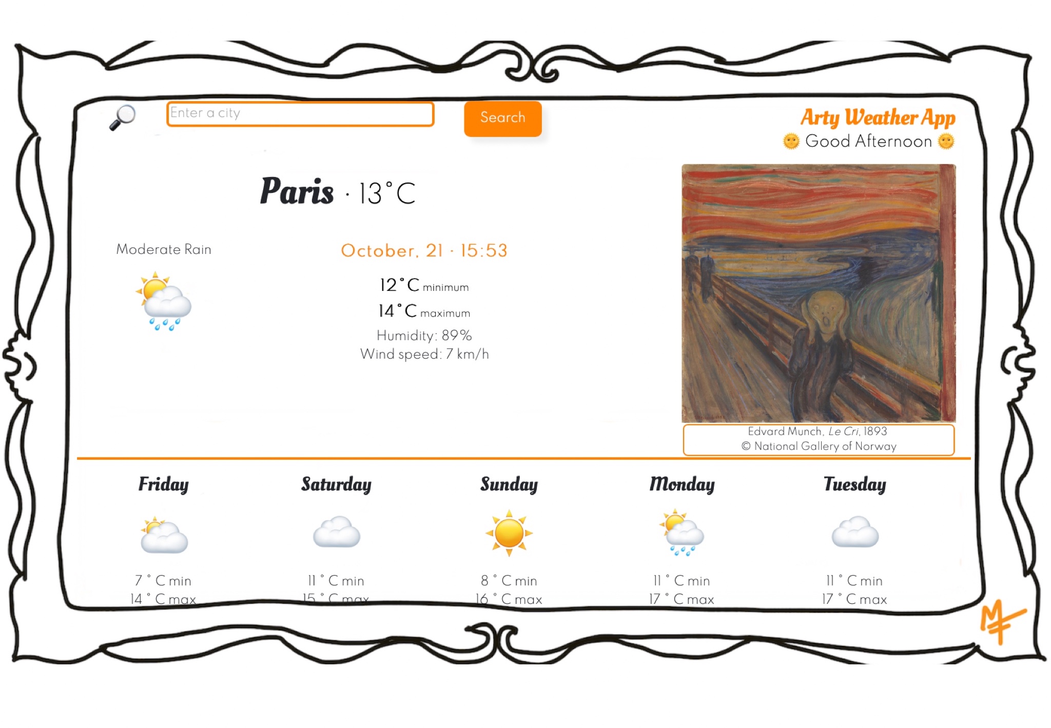 Arty Weather App Project Preview